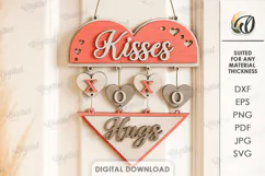 Valentine's Day Door Hanger Laser Cut. Valentine Decor SVG Product Image 1