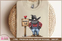 Valentine's Y'all Western Cowboy Gnome Valentine png, Cowboy Product Image 4