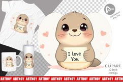Valentine Seal Cartoon Clipart Product Image 1