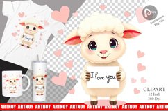 Valentine Sheep Cartoon Clipart Product Image 1
