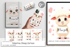 Digital Paper Valentine Sheep Cartoon Product Image 1