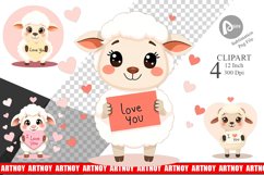 Valentine Sheep Cartoon Clipart Product Image 1