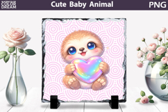 Cute Animal Sublimation Slate | Baby Valentine Heart Product Image 1