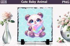 Cute Animal Sublimation Slate | Baby Valentine Heart Product Image 1