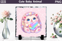 Cute Animal Sublimation Slate | Baby Valentine Heart Product Image 1