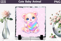 Cute Animal Sublimation Slate | Baby Valentine Heart Product Image 1