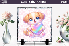 Cute Animal Sublimation Slate | Baby Valentine Heart Product Image 1