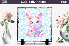 Cute Animal Sublimation Slate | Baby Valentine Heart Product Image 1