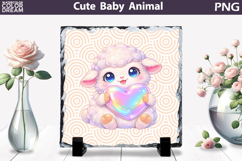 Cute Animal Sublimation Slate | Baby Valentine Heart Product Image 1