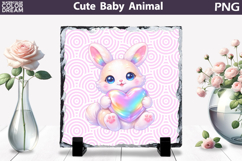 Cute Animal Sublimation Slate | Baby Valentine Heart Product Image 1