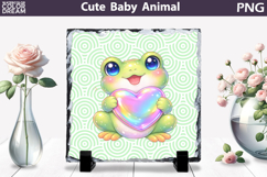 Cute Animal Sublimation Slate | Baby Valentine Heart Product Image 1