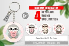 Keychain Valentine Sloth Cartoon Product Image 1