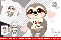 Valentine Sloth Cartoon Clipart Product Image 1