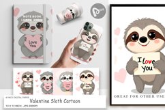 Digital Paper Valentine Sloth Cartoon Product Image 1