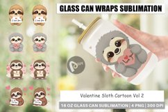 Glass Can Wraps Valentine Sloth Cartoon Product Image 1