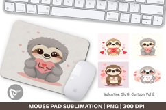 Mouse Pad Valentine Sloth Cartoon Product Image 1