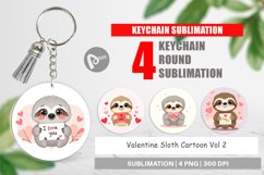 Keychain Valentine Sloth Cartoon Product Image 1