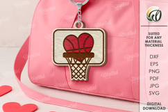 Valentine's Day Sport Keychain Laser Cut. Basketball SVG Product Image 1
