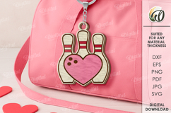 Valentine's Day Sport Keychain Laser Cut. Bowling SVG Product Image 1