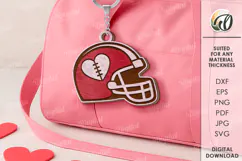 Valentine Sport Keychain Laser Cut. American Football SVG Product Image 1