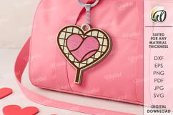 Valentine's Day Sport Keychain Laser Cut. Tennis SVG Product Image 1