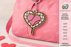Valentine's Day Sport Keychain Laser Cut. Tennis SVG Product Image 1