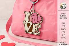 Valentine's Day Sport Keychain Laser Cut. Volleyball SVG Product Image 1