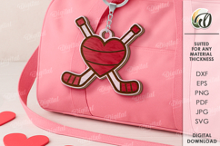 Valentine's Day Sport Keychain Laser Cut. Hockey SVG Product Image 1