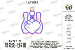 Valentine's Day Sport Keychain Laser Cut. Bowling SVG Product Image 2