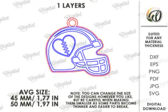 Valentine Sport Keychain Laser Cut. American Football SVG Product Image 2