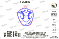 Valentine's Day Sport Keychain Laser Cut. Baseball SVG Product Image 2