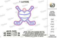 Valentine's Day Sport Keychain Laser Cut. Hockey SVG Product Image 2