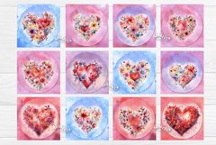 Square Coaster Valentine Coasters Bundle contains 36 designs with watercolor Hearts with flower PNG. This is a standard square coaster 4&#039;&#039; x 4&#039;&#039; you can also use it as a keychain sublimation design.
