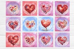 Square Coaster Valentine Coasters Bundle contains 36 designs with watercolor Hearts with flower PNG. This is a standard square coaster 4&#039;&#039; x 4&#039;&#039; you can also use it as a keychain sublimation design.