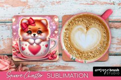 Valentine Square Coaster Sublimation PNG for Dog Lover&#039;s
