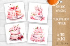 Valentines Day Square Coaster |Cute animals, animal teddy Product Image 1