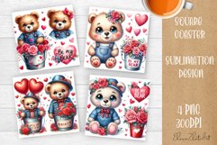 Valentines Day Square Coaster |Cute animals, animal teddy Product Image 1