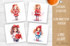 Valentines Day Square Coaster |Cute animals, animal teddy Product Image 1