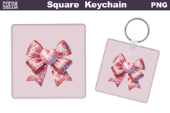 Valentine Bow Square Keychain | Sequins Bow Sublimation Product Image 1