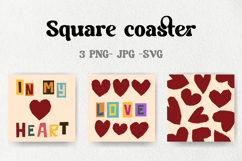 Hearts Square Mug Coasters | Valentine's Day Sublimation Product Image 1