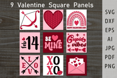 Valentine Square Decor Panels Svg Love heart eyes smiley Product Image 1