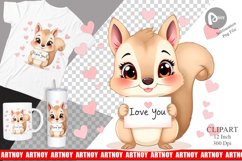 Valentine Squirrel Cartoon Clipart Product Image 1