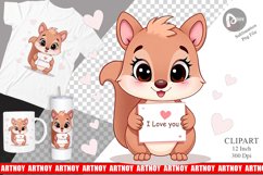 Valentine Squirrel Cartoon Clipart Product Image 1