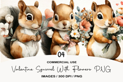 Valentine Squirrel With Flowers PNG Product Image 1