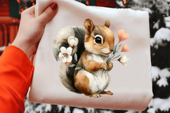Valentine Squirrel With Flowers PNG Product Image 2