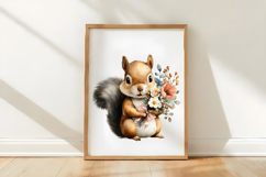 Valentine Squirrel With Flowers PNG Product Image 3