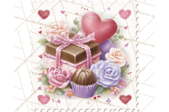 Vintage Valentine Postage Stamps, Cherubs, Hearts, Roses PNG Product Image 5