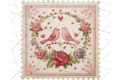 Vintage Valentine Postage Stamps, Cherubs, Hearts, Roses PNG Product Image 5