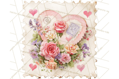 Vintage Valentine Postage Stamps, Cherubs, Hearts, Roses PNG Product Image 5