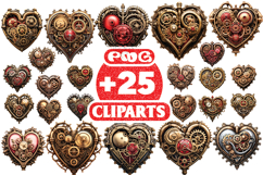 Valentine Steampunk Hearts Clipart Bundle | Mechanical Love Product Image 1
